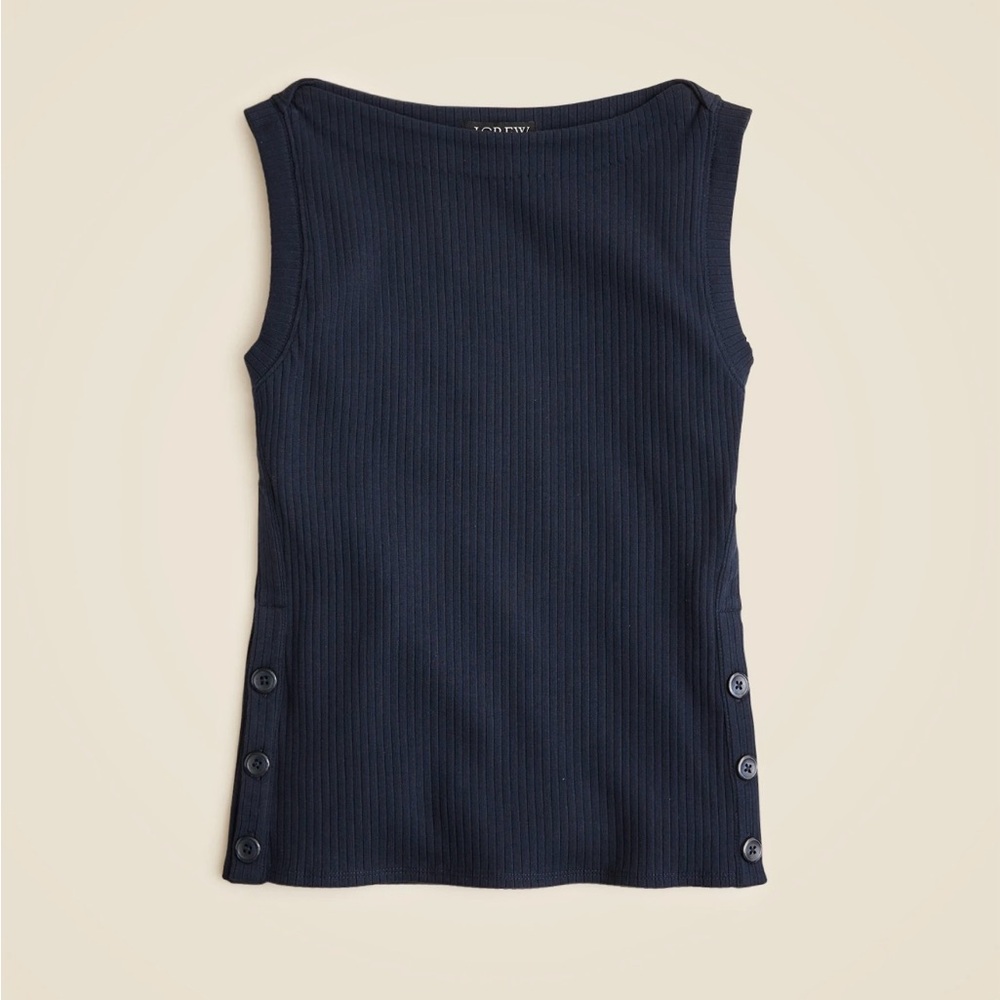 LOFT Blue Ribbed Sleeveless Tank Top